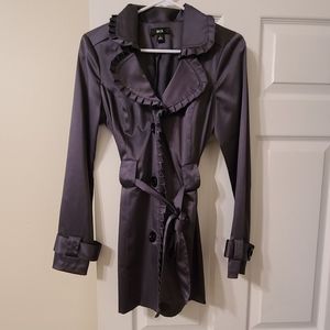 BCX Gray Satin Trench Coat